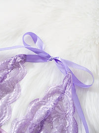 Free Shipping Enchanting Purple Lace Halter Bodysuit - Seductive Ruffled, Backless & Adjustable Tie Straps - Ultra-Sexy Womens Lingerie for Alluring Confidence