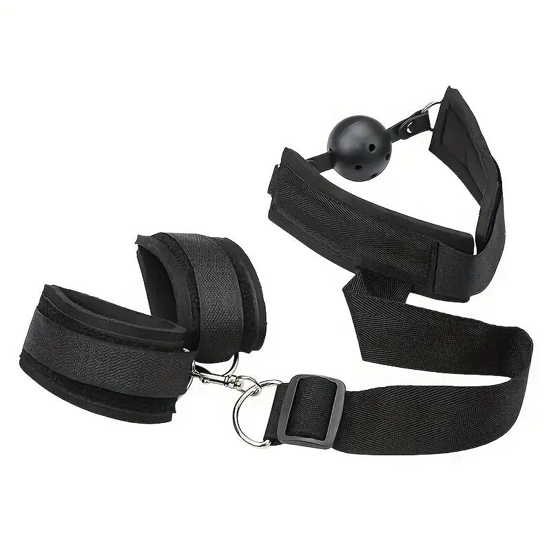 Free Shipping Sexual Backhand Mouth Plug, Handcuff Mouth Plug, Sex Handcuffs, Mouth Ball, Neck Ring, Black and Red Props, Sex Toys, 1pc, Suitable for Valentine's Day gifts