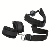 Free Shipping Sexual Backhand Mouth Plug, Handcuff Mouth Plug, Sex Handcuffs, Mouth Ball, Neck Ring, Black and Red Props, Sex Toys, 1pc, Suitable for Valentine's Day gifts