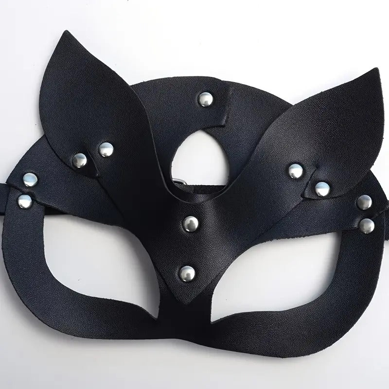 Free Shipping Punk Leather Cat-Ears Mask for Women: Adult Party Accessory, SM Kink Gear, 19.5cm/7.7inch