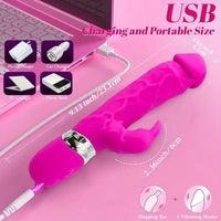 Free Shipping Silicone Rabbit Teeth Artificial Penis, Dual G-Spot Dildo Massager, Rechargeable Lithium Battery Powered, 300mAh, AV Vibrator for Female Masturbation, Adult Sex Toy