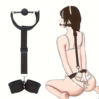 Free Shipping Sexual Backhand Mouth Plug, Handcuff Mouth Plug, Sex Handcuffs, Mouth Ball, Neck Ring, Black and Red Props, Sex Toys, 1pc, Suitable for Valentine's Day gifts