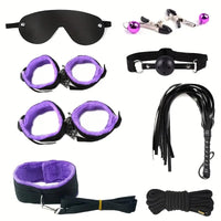 Free Shipping Sexual SM Bondage Set Nylon Webbing Plush Bondage Eight Sets Alternative Training Toys Adult Products Valentine's Day Gift